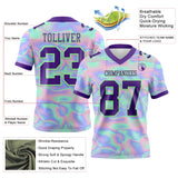 Custom Light Blue Purple-Pea Green 3D Pattern Abstract Trendy Holographic Vaporwave Style Mesh Authentic Football Jersey