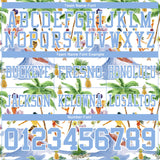 Custom White Light Blue 3D Pattern Beach Hawaii Palm Trees Mesh Authentic Football Jersey