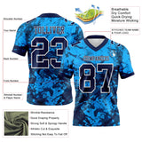 Custom Graffiti Pattern Navy-White 3D Pattern Mesh Authentic Football Jersey