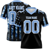 Custom Black Light Blue-White 3D Pattern American Flag Mesh Authentic Football Jersey