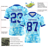 Custom Graffiti Pattern Thunder Blue-White 3D Pattern Scratch Mesh Authentic Football Jersey