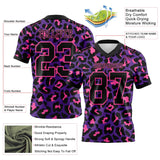 Custom Purple Black-Pink 3D Pattern Leopard Print Mesh Authentic Football Jersey
