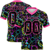 Custom Graffiti Pattern Black-Pink 3D Pattern Neon Splash Mesh Authentic Football Jersey