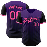Custom Purple Pink-Black 3D Pattern Design Gradient Geometric Shape Authentic Baseball Jersey