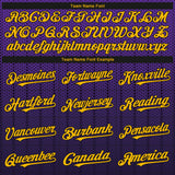 Custom Purple Gold-Black 3D Pattern Design Gradient Geometric Shape Authentic Baseball Jersey