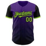 Custom Purple Neon Green-Black 3D Pattern Design Gradient Geometric Shape Authentic Baseball Jersey