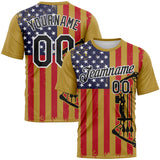 Custom Old Gold Black-White 3D Pattern Design Arrow Archery Bow Target American Flag Performance T-Shirt