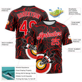Custom Black Fire Red-White 3D Pattern Design Arrow Archery Bow Target Performance T-Shirt