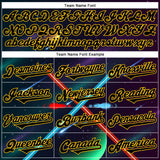 Custom Black Yellow 3D Pattern Design Outer Space Light Swords Authentic Baseball Jersey