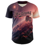 Custom Black Medium Pink 3D Pattern Design Outer Space Solar Authentic Baseball Jersey