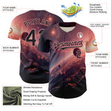 Custom Black Medium Pink 3D Pattern Design Outer Space Solar Authentic Baseball Jersey
