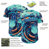 Custom Blue Royal-Ice Blue 3D Pattern Design Outer Space Authentic Baseball Jersey