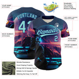 Custom Blue Ice Blue-Royal 3D Pattern Design Outer Space Starships Authentic Baseball Jersey