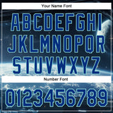 Custom Black Royal-Ice Blue 3D Pattern Design Outer Space Starships Authentic Baseball Jersey