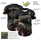 Custom Black City Cream 3D Pattern Design Outer Space Starships Authentic Baseball Jersey