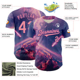 Custom Purple Medium Pink 3D Pattern Design Outer Space Authentic Baseball Jersey