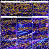 Custom Blue Dark Purple-Gold 3D Pattern Design Outer Space Time Travel Authentic Baseball Jersey