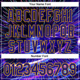 Custom Blue Dark Purple-Gold 3D Pattern Design Outer Space Time Travel Authentic Baseball Jersey