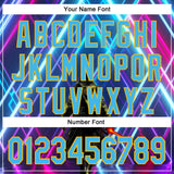 Custom Blue Sky Blue-Gold 3D Pattern Design Outer Space Light Swords Authentic Baseball Jersey