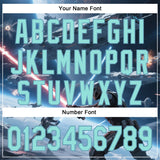 Custom Blue Ice Blue-Shadow Blue 3D Pattern Design Outer Space Light Swords Starships Authentic Baseball Jersey