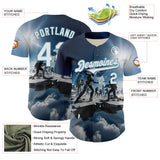 Custom Blue White-Shadow Blue 3D Pattern Design Outer Space Light Swords Authentic Baseball Jersey