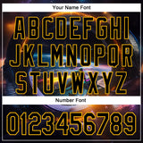 Custom Black Gold 3D Pattern Design Outer Space Light Swords Starships Authentic Baseball Jersey