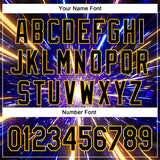 Custom Blue Black-Yellow 3D Pattern Design Outer Space Time Travel Authentic Baseball Jersey