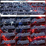 Custom Blue Navy-White 3D Pattern Design Outer Space Light Swords American Flag Authentic Baseball Jersey