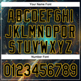 Custom Blue Black-Yellow 3D Pattern Design Outer Space Starships Authentic Baseball Jersey