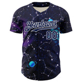 Custom Dark Purple Navy-White 3D Pattern Design Outer Space Galaxy Solar Authentic Baseball Jersey