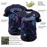 Custom Dark Purple Navy-White 3D Pattern Design Outer Space Galaxy Solar Authentic Baseball Jersey
