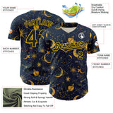 Custom Blue Black-Yellow 3D Pattern Design Outer Space Galaxy Solar Authentic Baseball Jersey