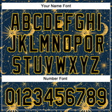 Custom Blue Black-Yellow 3D Pattern Design Outer Space Galaxy Solar Authentic Baseball Jersey