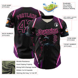 Custom Blue Black-Pink 3D Pattern Design Outer Space Light Swords Authentic Baseball Jersey
