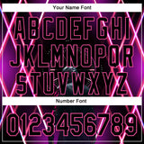 Custom Blue Black-Pink 3D Pattern Design Outer Space Light Swords Authentic Baseball Jersey