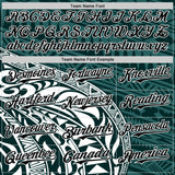 Custom Teal Black-White 3D Polynesian Style Islander Authentic Baseball Jersey
