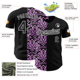 Custom Black Purple-White 3D Polynesian Style Islander Authentic Baseball Jersey