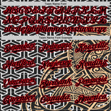 Custom White Black Old Gold-Fire Red 3D Polynesian Style Islander Authentic Baseball Jersey