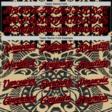 Custom Black Vegas Gold-Fire Red 3D Polynesian Style Islander Authentic Baseball Jersey