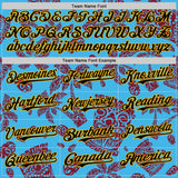 Custom Sky Blue Black Crimson-Gold 3D Polynesian Style Tiki Culture Islander Authentic Baseball Jersey