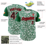 Custom White Black Kelly Green-Fire Red 3D Polynesian Style Islander Authentic Baseball Jersey