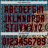 Custom Black Sky Blue Old Gold-Fire Red 3D Polynesian Style Islander Authentic Baseball Jersey