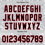 Custom Gray Black White-Fire Red 3D Polynesian Style Palm Leaves Islander Authentic Baseball Jersey