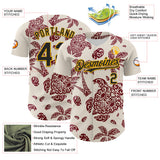 Custom Cream Black Crimson-Gold 3D Polynesian Style Palm Trees Islander Authentic Baseball Jersey