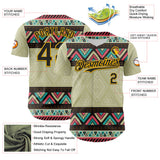 Custom Green Black-Gold 3D Polynesian Style Islander Authentic Baseball Jersey