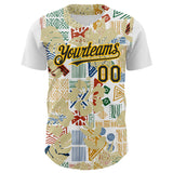 Custom White Black-Gold 3D Polynesian Style Palm Leaves Islander Authentic Baseball Jersey