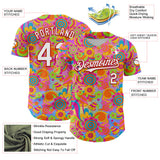 Custom Pink White-Red 3D Pattern Design Trippy Groovy Magic Mushrooms Authentic Baseball Jersey