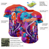 Custom Red Orange Purple-White 3D Pattern Design Trippy Psychedelic Magic Mushrooms Authentic Baseball Jersey
