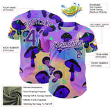 Custom Purple White 3D Pattern Design Trippy Psychedelic Magic Mushrooms Authentic Baseball Jersey