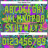 Custom Purple Neon Green 3D Pattern Design Trippy Groovy Magic Mushrooms Authentic Baseball Jersey